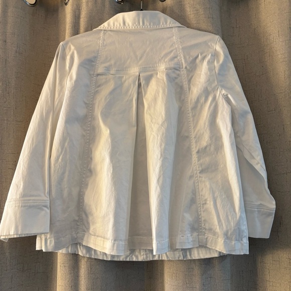 Christopher Banks Button White Jacket w/ Navy Buttons, Stretch  Pockets. Size L - Picture 2 of 10
